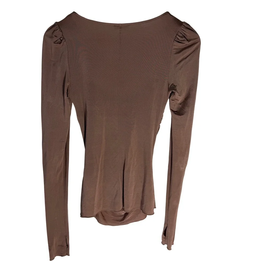 Intimately Free People Wind Down Layering Ruched Square Neck Top Mauve Brown‎ XS